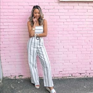 Gray and white jumpsuit